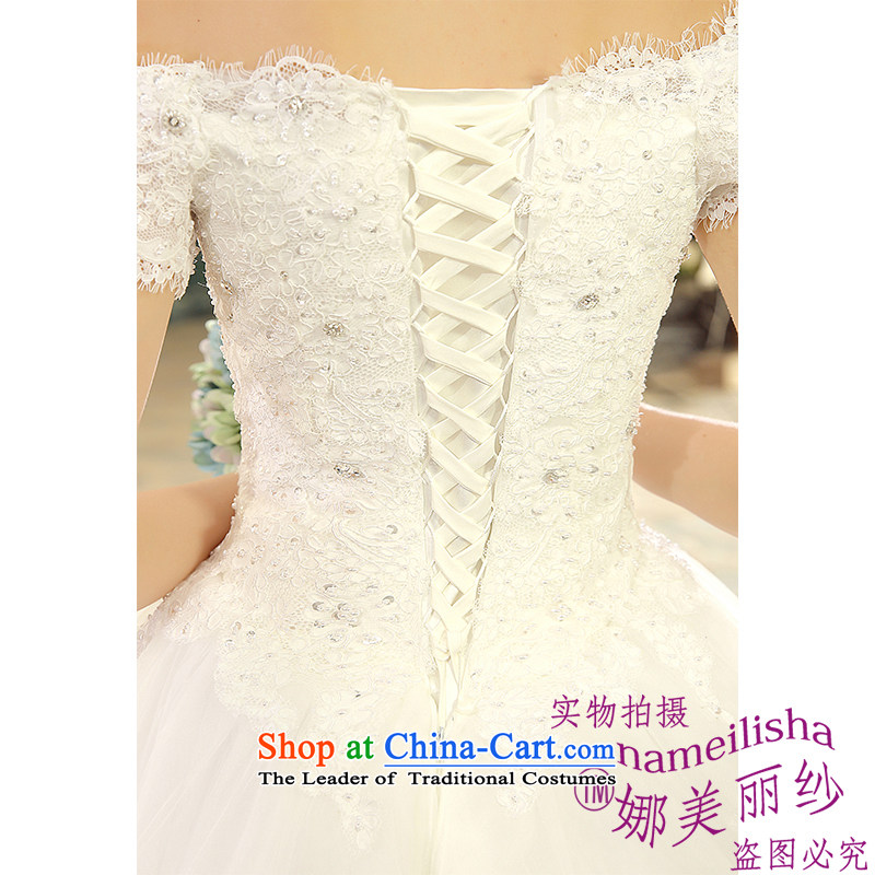 The beautiful new bride a yarn field to align the shoulder wedding stylish and simple marriage Sau San tie thin graphics Hand-stitched lace Korean style wedding package mail Princess White XL, the beautiful yarn (nameilisha) , , , shopping on the Internet