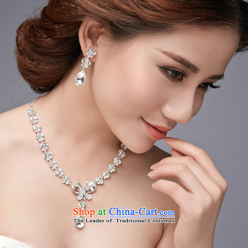 Lan-yi marriages wedding dresses accessories Korean Head Ornaments Crown necklace earrings Three Piece Accessory clip Ear Clip water drilling jewelry sets color pictures of the Friends (LANYI) , , , shopping on the Internet