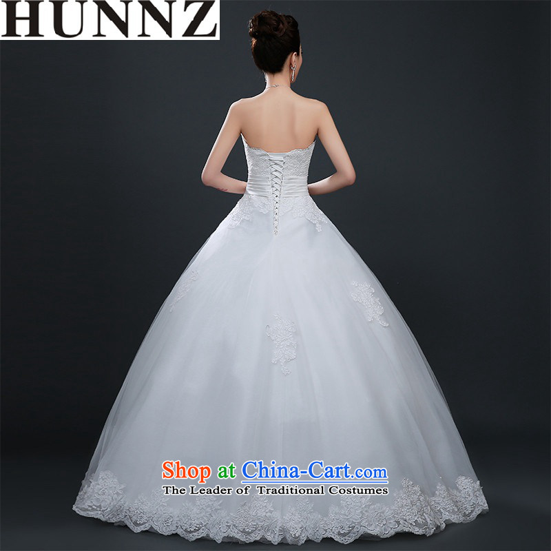 The tie with 2015 HUNNZ chest OSCE root yarn bride white marriage wedding dress shoring Princess Korean minimalist, white L,HUNNZ,,, shopping on the Internet