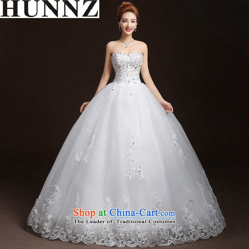 Hunnz long 2015 lace Korean wiping the chest straps sleeveless white bride wedding is simple and stylish white M,HUNNZ,,, shopping on the Internet