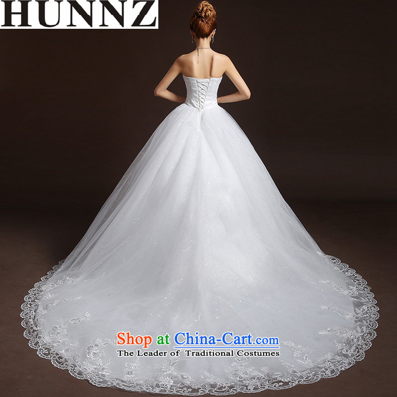 Hunnz long 2015 lace Korean wiping the chest straps sleeveless white bride wedding is simple and stylish white M,HUNNZ,,, shopping on the Internet