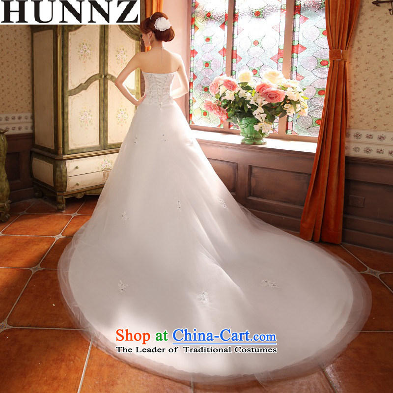 Hunnz long gauze 2015 wiping the chest straps small red tail bride minimalist Sau San wedding white dragging S,HUNNZ,,, shopping on the Internet