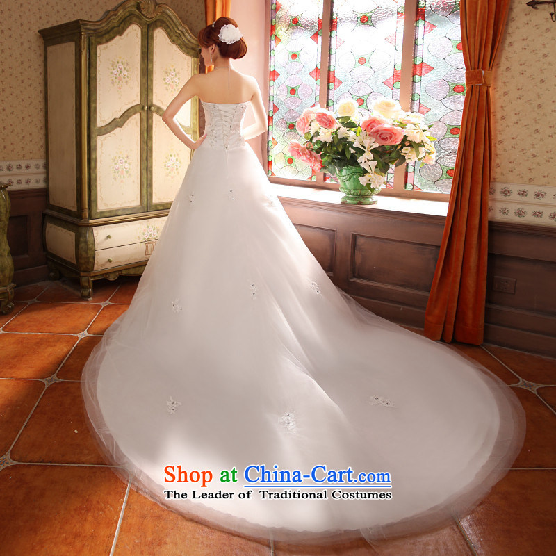 Hannizi 2015 stylish and simple large Sau San noble bride white wedding Korean style, white drag wiping the chest to S