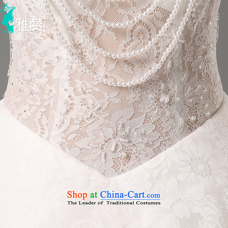 Jacob Chan wedding dresses shoulders to align the new 2015 autumn and winter Korean back pearl lace upscale Korean bon bon skirt white L, Jacob Chan (YAZAN) , , , shopping on the Internet