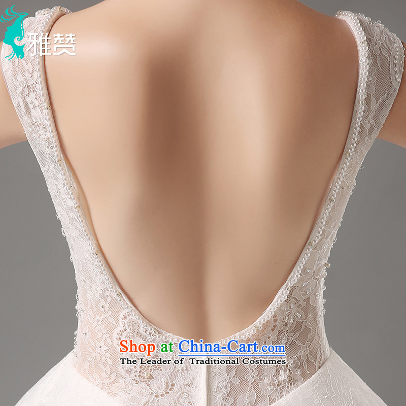 Jacob Chan wedding dresses shoulders to align the new 2015 autumn and winter Korean back pearl lace upscale Korean bon bon skirt white L, Jacob Chan (YAZAN) , , , shopping on the Internet