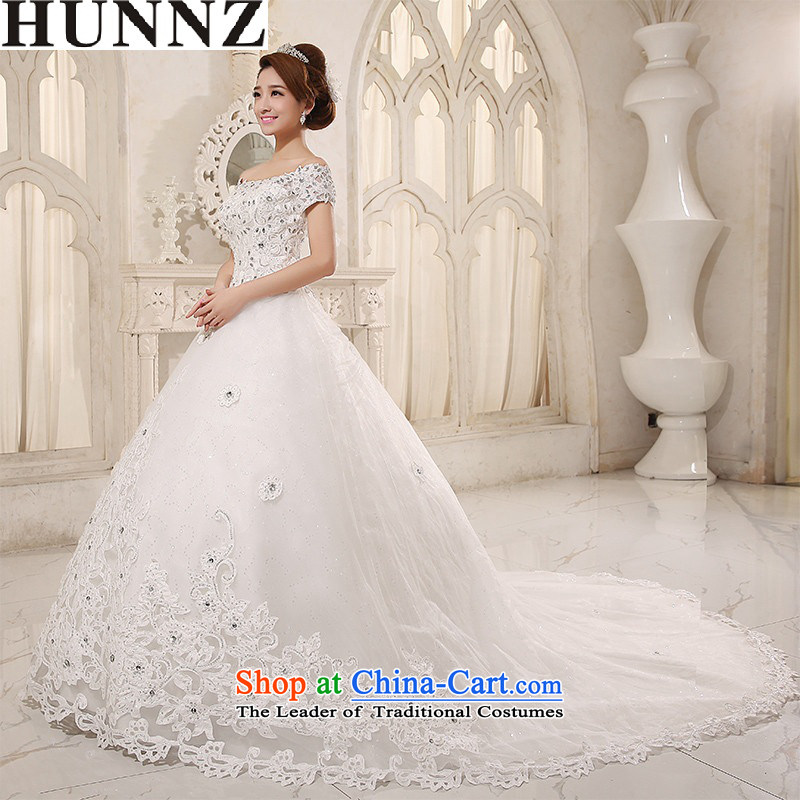 2015 Long ceremony HUNNZ Korean lace strap is simple and stylish bride wedding large white yard white XL,HUNNZ,,, shopping on the Internet