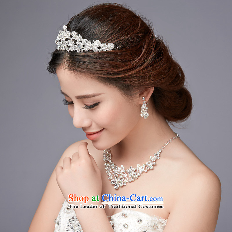 In 2015, Friends bride wedding dresses accessories Korean brides Crown Head Ornaments necklaces, earrings Ear Clip Kits Wedding Dress Accessory Kit 3-piece set, Yi (LANYI) , , , shopping on the Internet
