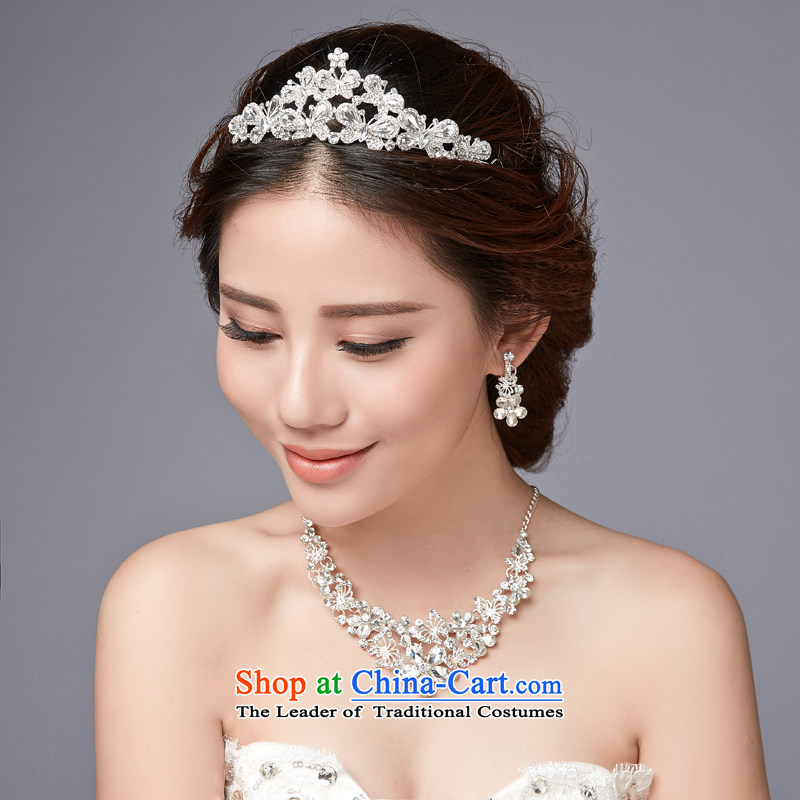 In 2015, Friends bride wedding dresses accessories Korean brides Crown Head Ornaments necklaces, earrings Ear Clip Kits Wedding Dress Accessory Kit 3-piece set, Yi (LANYI) , , , shopping on the Internet