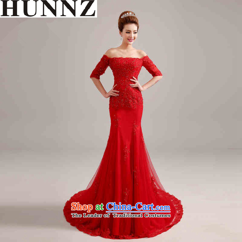 The Word 2015 HUNNZ shoulder Korean small tail red tail to align the bride wedding fashion to align the red XXL,HUNNZ,,, shopping on the Internet