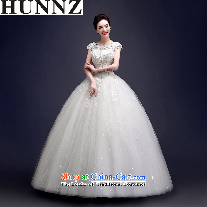 2015 Long one HUNNZ field shoulder Princess Skirt holding Korean style to tie, align the bride wedding white XL,HUNNZ,,, shopping on the Internet