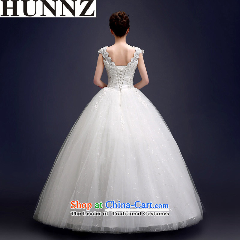 2015 Long one HUNNZ field shoulder Princess Skirt holding Korean style to tie, align the bride wedding white XL,HUNNZ,,, shopping on the Internet