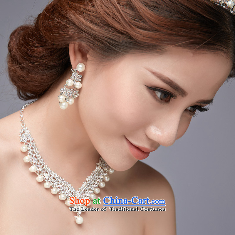 In 2015, the Korean-style Yi new bride Head Ornaments Crown necklace earrings three piece marriage wedding dresses Accessories Kit Ear Clip, necklaces, earrings, Yi (LANYI) , , , shopping on the Internet