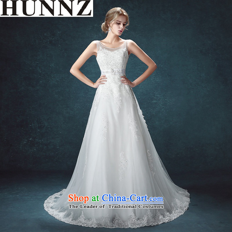 Hunnz long 2015 lace a small shoulder tail field elegant minimalist straps bride wedding white M,HUNNZ,,, shopping on the Internet
