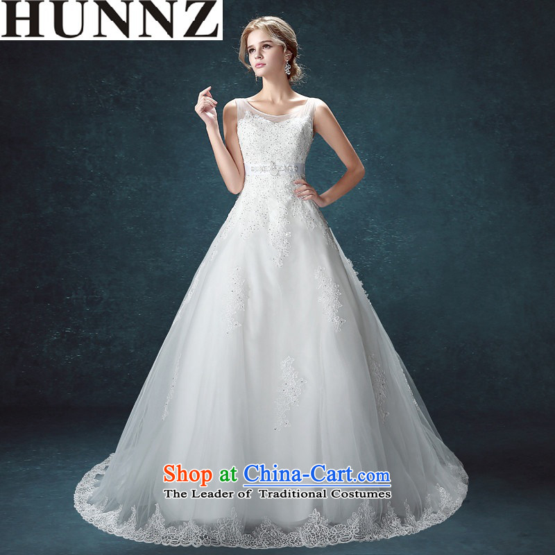 Hunnz long 2015 lace a small shoulder tail field elegant minimalist straps bride wedding white M,HUNNZ,,, shopping on the Internet