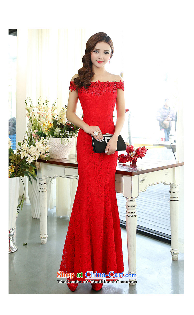 Morcar Connie snow fall 2015 new women's shoulders a tail married women wedding Korean Foutune of Sau San video thin straps crowsfoot lace dresses nights at red L picture, prices, brand platters! The elections are supplied in the national character of distribution, so action, buy now enjoy more preferential! As soon as possible.