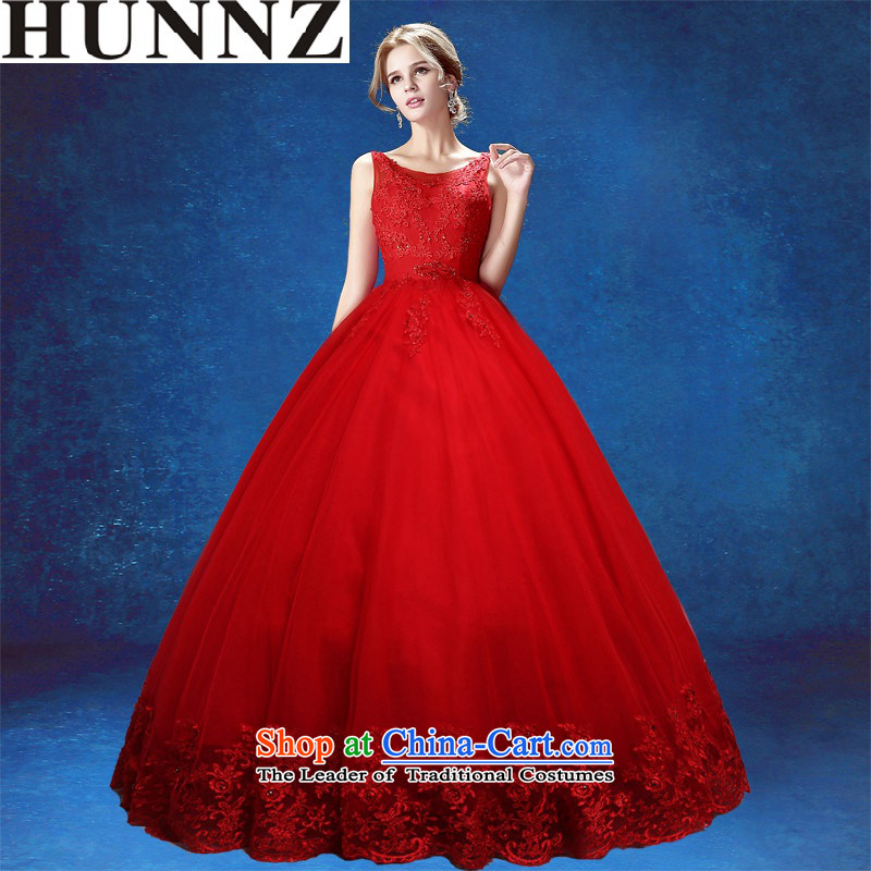 Hunnz long 2015 is simple and stylish palace style banding bon bon skirt V-Neck bride wedding red S,HUNNZ,,, shopping on the Internet