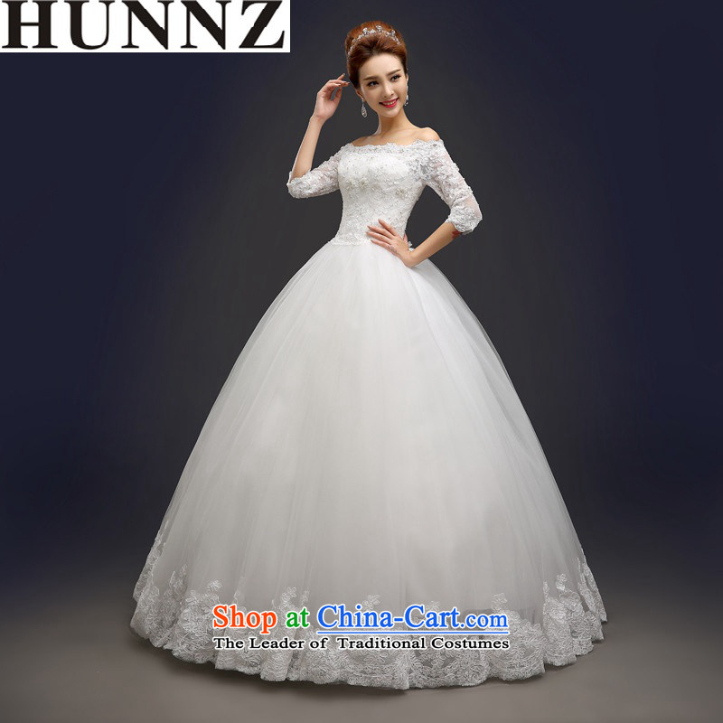 Hunnz long 2015 is simple and stylish with the word support princess skirt shoulder Korean brides wedding white M,HUNNZ,,, shopping on the Internet