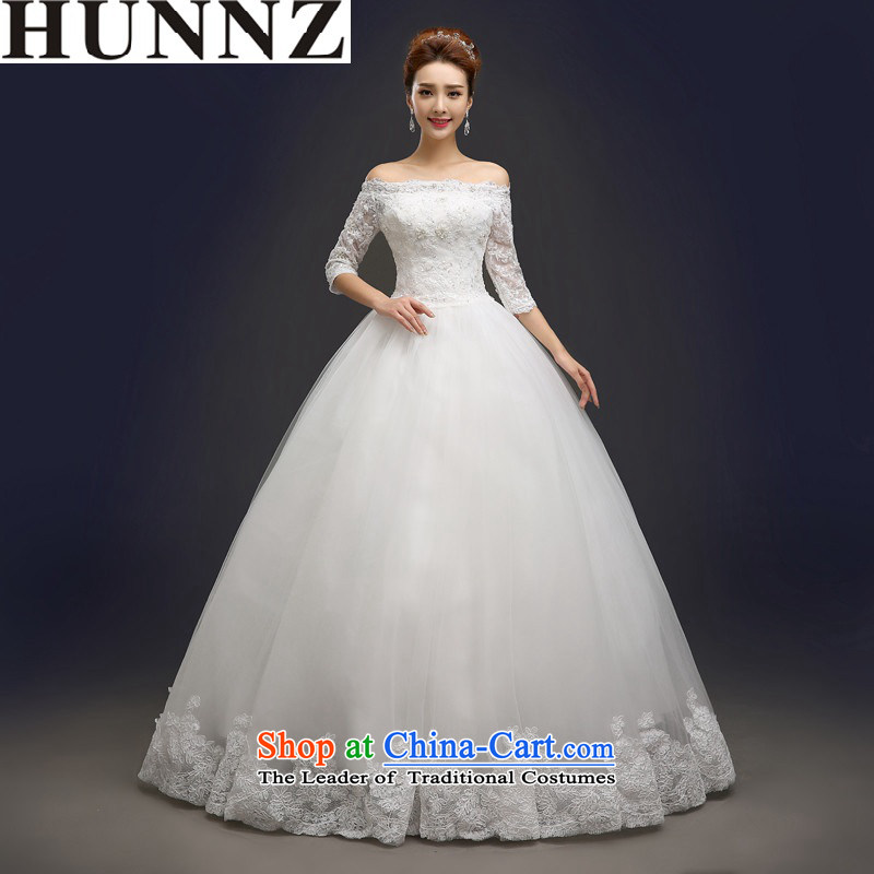 Hunnz long 2015 is simple and stylish with the word support princess skirt shoulder Korean brides wedding white M,HUNNZ,,, shopping on the Internet