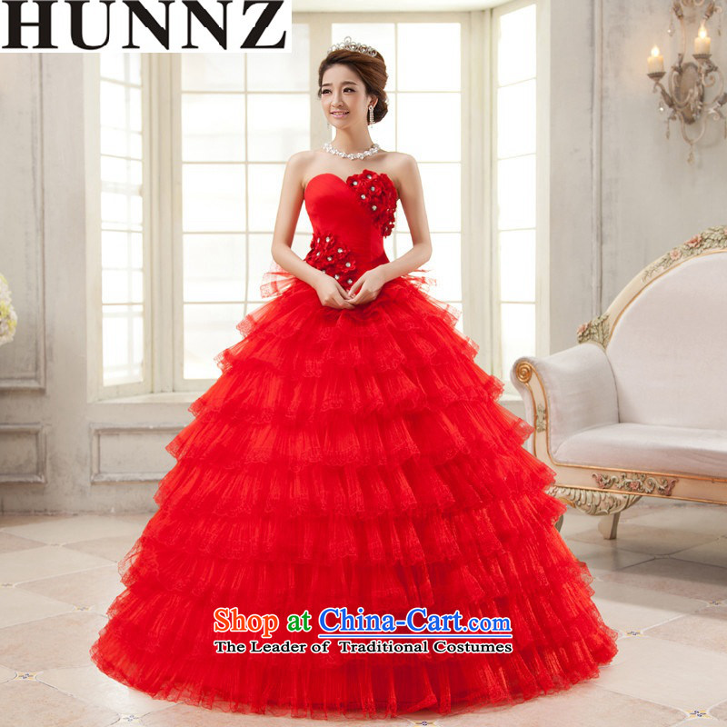 2015 Long wiped HUNNZ chest is simple and stylish large Sau San Tie Style Palace wedding red align bride to S,HUNNZ,,, shopping on the Internet
