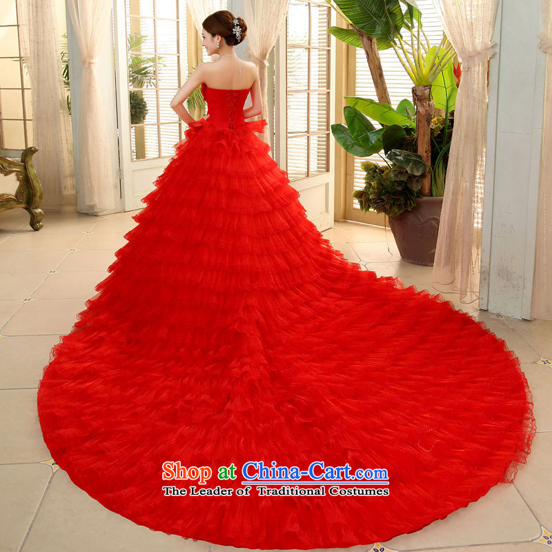 Hannizi 2015 stylish and simple bind Sau San with long tail palace style bride wedding red tail XXL, won, Gigi Lai (hannizi) , , , shopping on the Internet