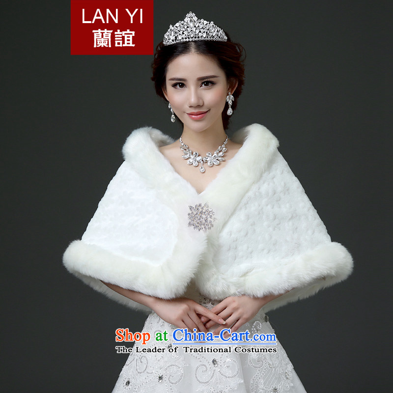 Estimated 2015 autumn and winter Yi New marriages gross shawl, a Korean rabbit wool wedding dress thick sleeveless warm white cape stamp large shawl