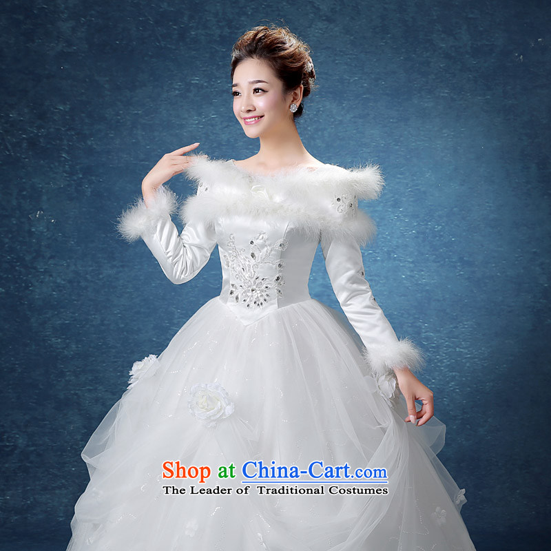 The knot true love winter straps wedding dresses 2015 New Korea long-sleeved pullover, align the gross for Code Red Winter) cotton bride thick white + 3-piece set M Chengjia True Love , , , shopping on the Internet