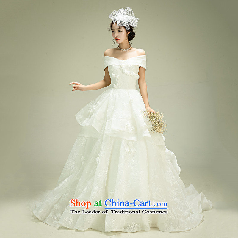 2015 new Korean wiping the chest wedding tail of the word shoulder wedding dress the Sau San bride white L, Blooming crazy (chunhuaqiuyue) , , , shopping on the Internet