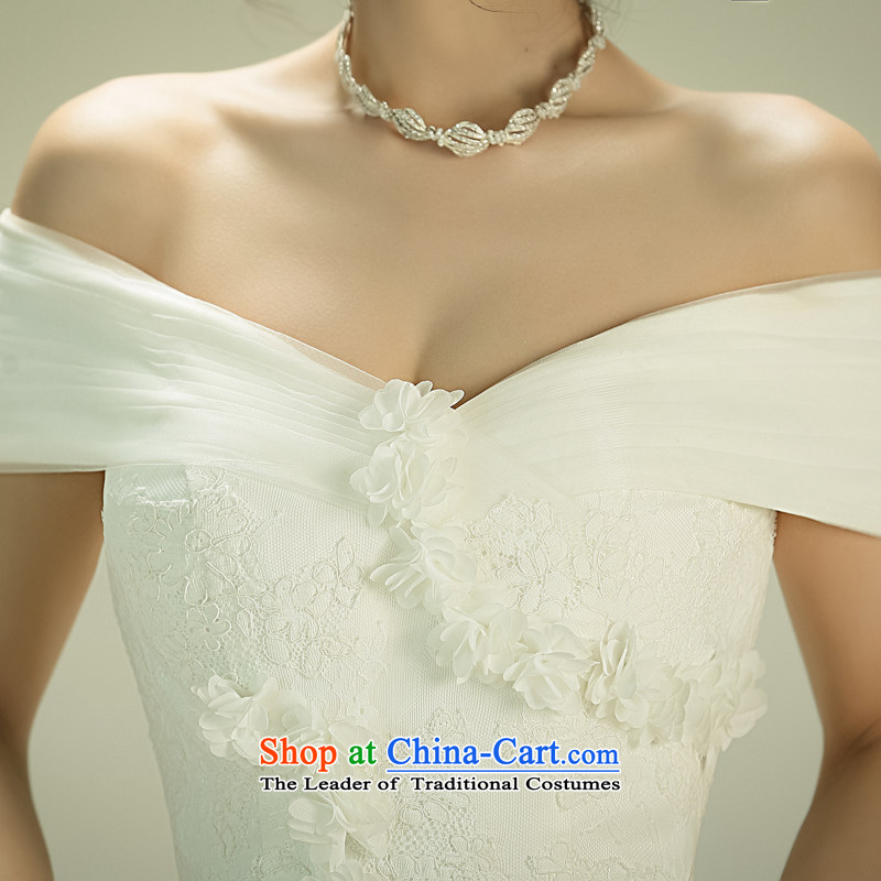 2015 new Korean wiping the chest wedding tail of the word shoulder wedding dress the Sau San bride white L, Blooming crazy (chunhuaqiuyue) , , , shopping on the Internet