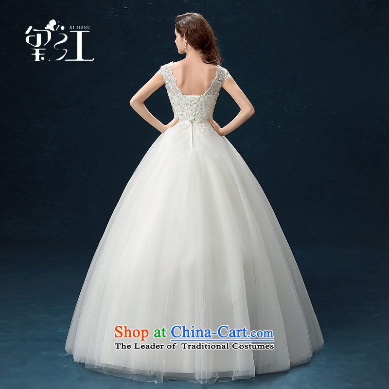 Jiang wedding dresses seal 2015 autumn and winter Korean brides wedding dress skirt white lace a large shoulder straps to align the Sau San wedding dress bon bon female white tailored, seal has been pressed Jiang shopping on the Internet