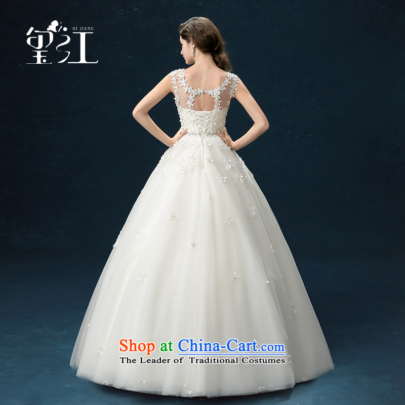 Seal Jiang wedding dresses winter 2015 new products Korean brides wedding dress white flowers shoulders to align the large number of pregnant women with lace video thin bon bon skirt female white tailored, seal has been pressed Jiang shopping on the Inter