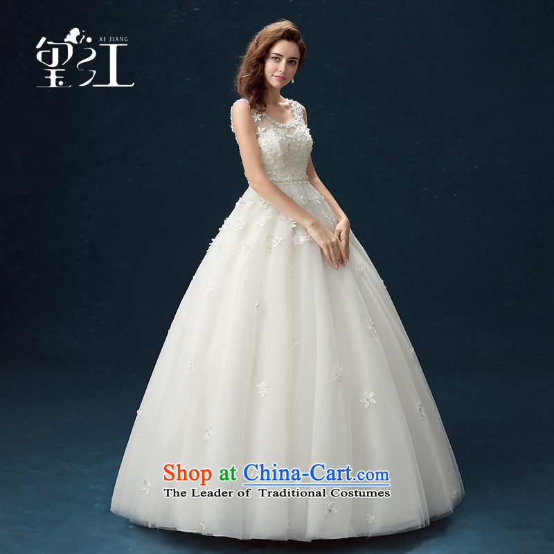 Seal Jiang wedding dresses winter 2015 new products Korean brides wedding dress white flowers shoulders to align the large number of pregnant women with lace video thin bon bon skirt female white tailored, seal has been pressed Jiang shopping on the Inter