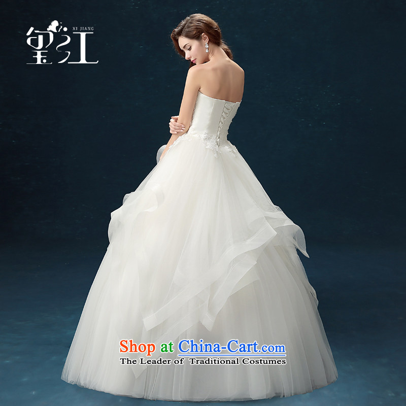 Seal Jiang wedding dresses of autumn and winter 2015 Korean brides anointed Chest Flower white wedding dress code with large Sau San to align the wedding dress female white M seal Jiang shopping on the Internet has been pressed.