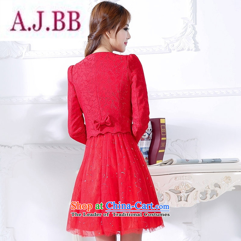 Ms Rebecca Pun stylish shops autumn and winter version won two kits dresses marriages bows services dress back door dress red M,A.J.BB,,, shopping on the Internet