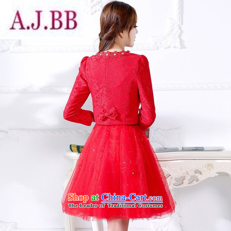 Ms Rebecca Pun stylish shops to door service bridal wedding dress bows long-sleeved red lace skirt kit for autumn and winter in long red XXL,A.J.BB,,, shopping on the Internet
