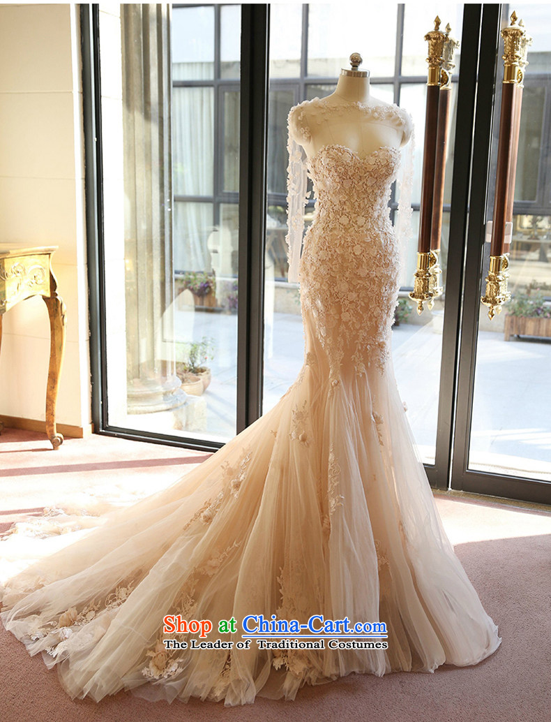 Beverly Ting 2015 autumn the new Korean word shoulder wedding dresses bride anointed chest crowsfoot wedding small trailing white flowers of the word 