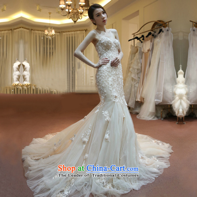 Beverly Ting 2015 autumn the new Korean word shoulder wedding dresses bride anointed chest crowsfoot wedding small trailing white flowers of the word   shoulder straps) , L, Beverly (tingbeier ting) , , , shopping on the Internet