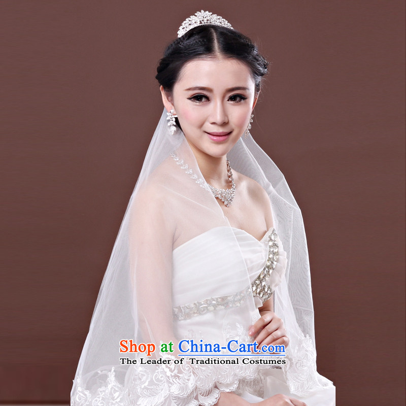 Time and legal marriages Syrian 2015 new Korean romantic white lace 1.5 m to 3 m long, wedding headdress White 3M, Syria has been pressed time shopping on the Internet