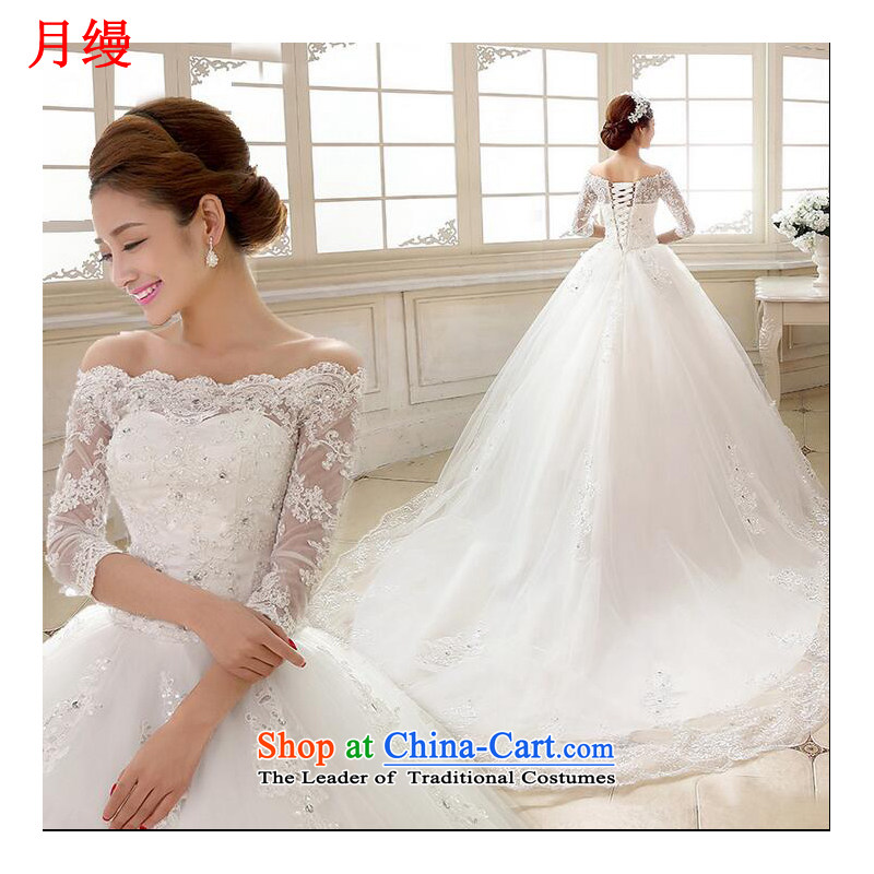 As wedding dresses, 2015 New Word to align the shoulder tail autumn and winter in water drilling lace cuff Sau San tie wedding white streaks on the risk, L, , , , shopping on the Internet