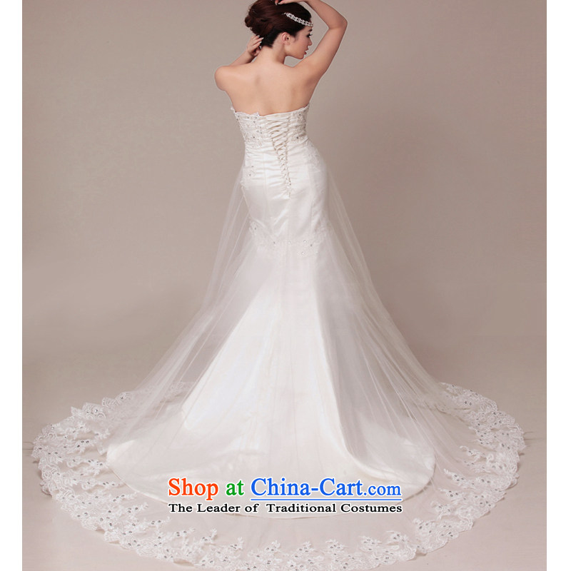 As wedding dresses, 2015 New Korean crowsfoot long tail Sau San lace wipe his chest retro wedding White M on risk has been pressed shopping on the Internet