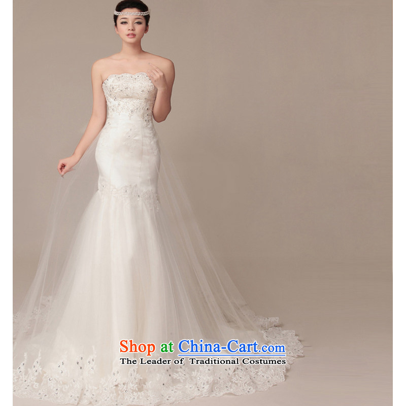 As wedding dresses, 2015 New Korean crowsfoot long tail Sau San lace wipe his chest retro wedding White M on risk has been pressed shopping on the Internet