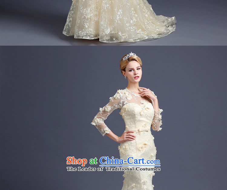 Each new Korea 2015 Ni-dimensional flowers shoulders crowsfoot small trailing wedding champagne color long-sleeved autumn and winter wedding dress champagne color XL Photo, prices, brand platters! The elections are supplied in the national character of distribution, so action, buy now enjoy more preferential! As soon as possible.
