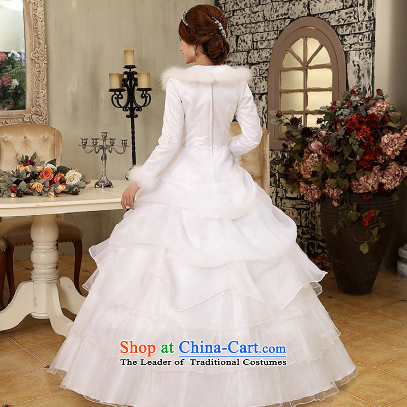 A thickened naoji white cotton princess wedding align to zip long sleeve winter Wedding 1084 White M naoji a , , , shopping on the Internet