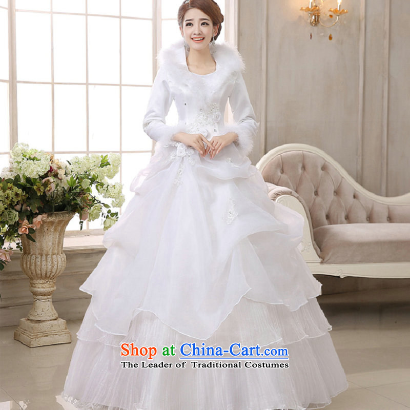 Yet, a winter wedding dresses bride video thin married long-sleeved thick wedding 1,085 white L, yet a , , , shopping on the Internet