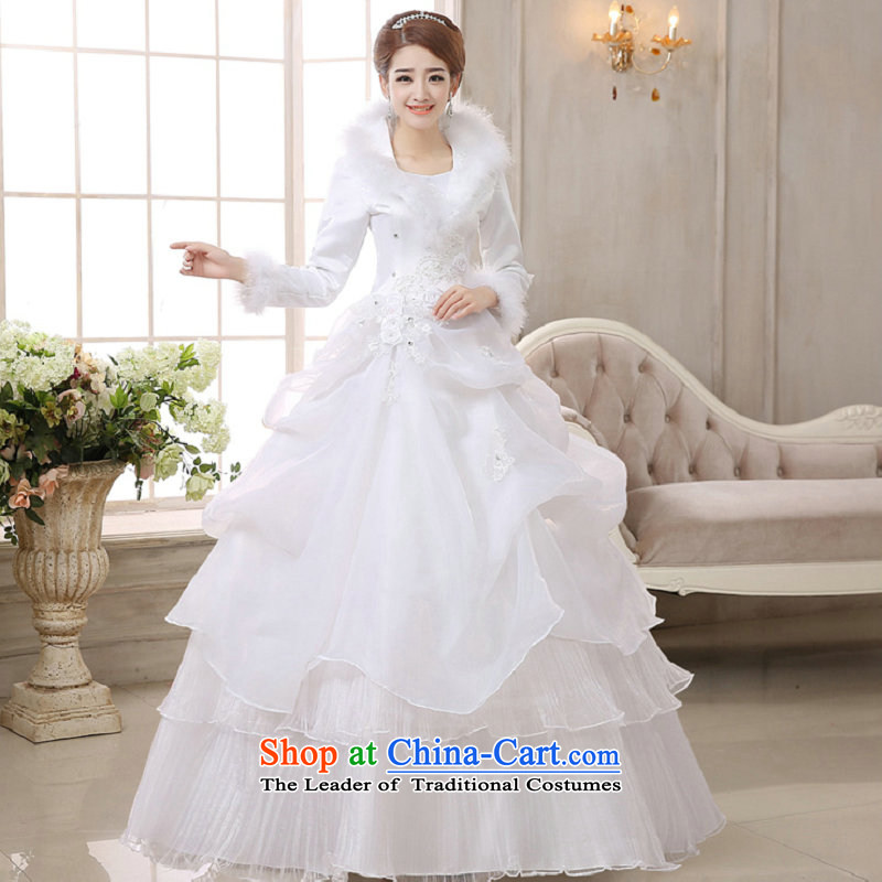 Yet, a winter wedding dresses bride video thin married long-sleeved thick wedding 1,085 white L, yet a , , , shopping on the Internet