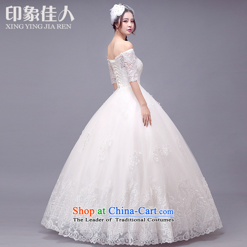 Starring impression new 2015 wedding dresses long-sleeved slotted shoulder lace temperament long tail marriages bon bon skirt XL, starring impression shopping on the Internet has been pressed.