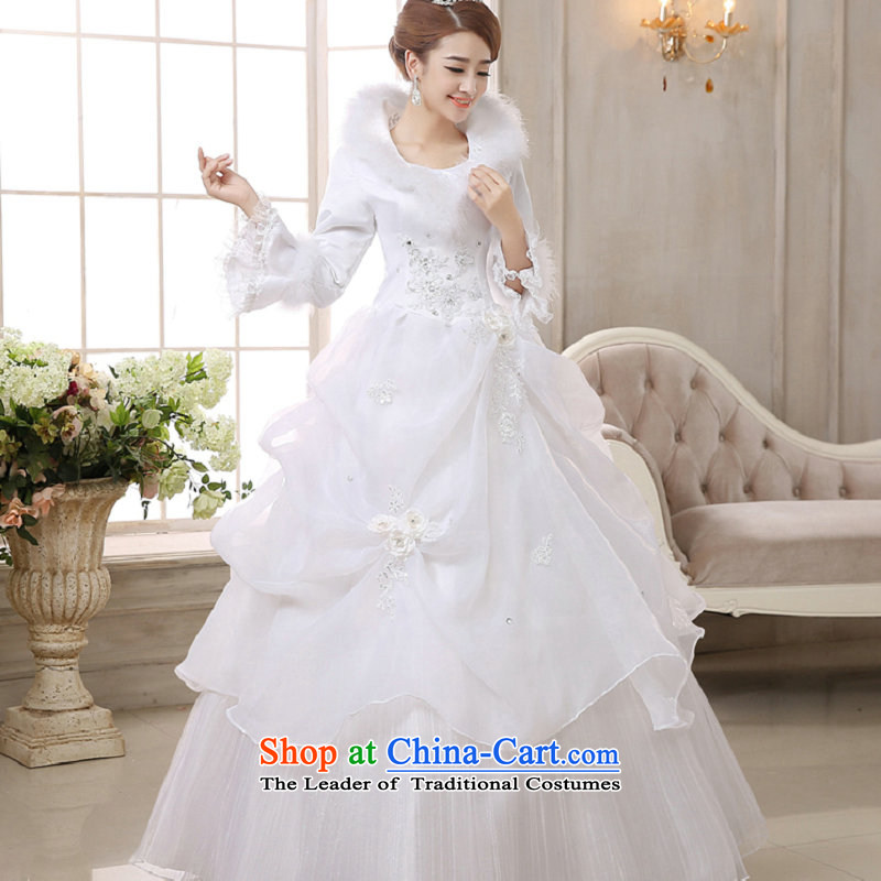 Naoji in the Korean version of the stylish winter, warm word marriages shoulder marriage long-sleeved wedding dresses 1091 M, yet is a white , , , shopping on the Internet