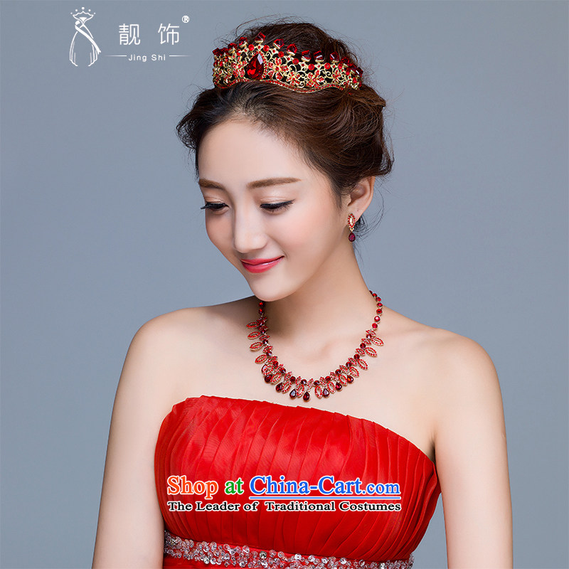 The new 2015 International Friendship bride Head Ornaments red marriage crown necklace earrings three piece wedding dresses with crown