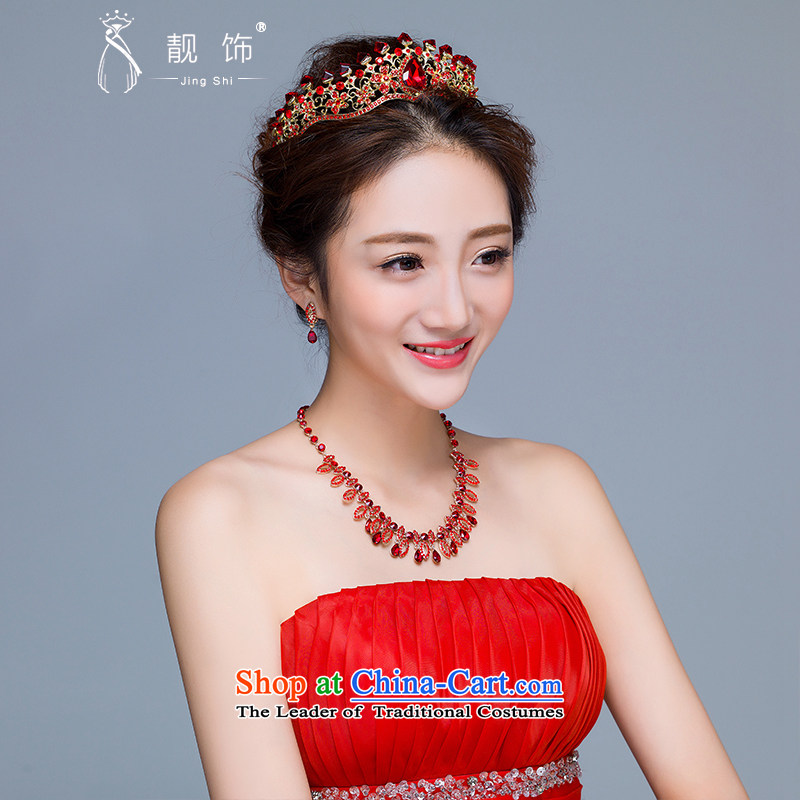 The new 2015 International Friendship bride Head Ornaments red marriage crown necklace earrings three piece wedding dresses with crown, talks trim (JINGSHI) , , , shopping on the Internet