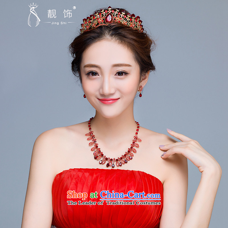The new 2015 International Friendship bride Head Ornaments red marriage crown necklace earrings three piece wedding dresses with crown, talks trim (JINGSHI) , , , shopping on the Internet