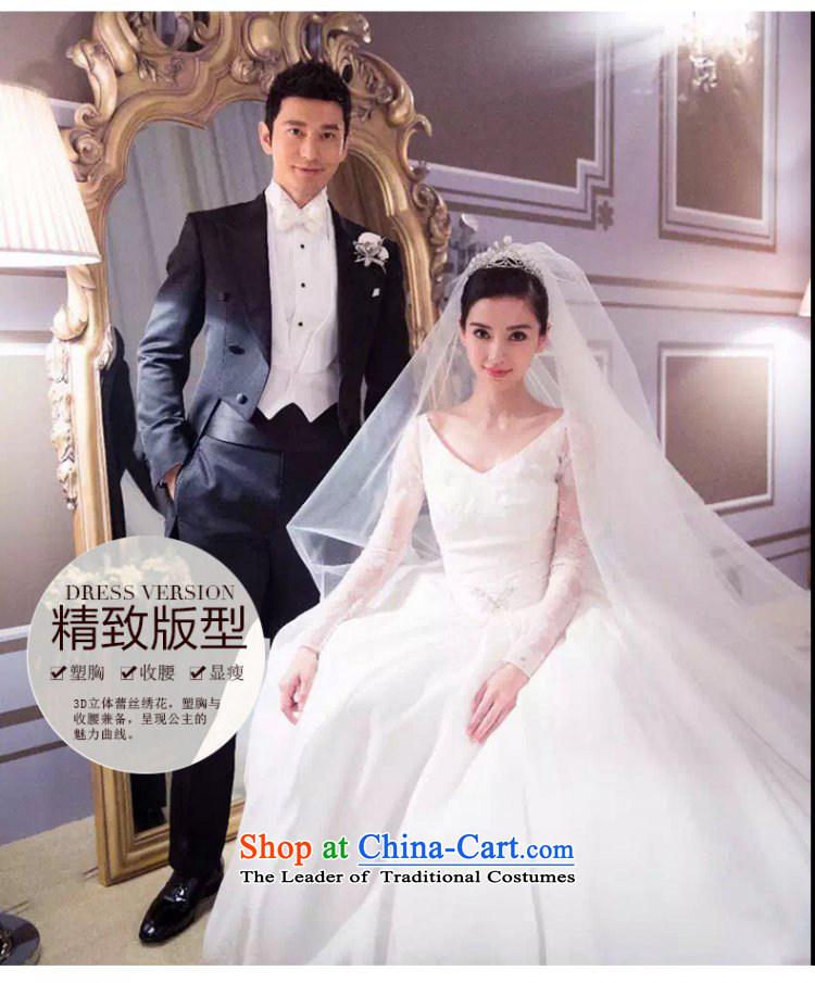 The same angelababy wedding dress bride winter 2015 new Korean long tail long-sleeved shoulders wedding autumn tailored white picture, prices, brand platters! The elections are supplied in the national character of distribution, so action, buy now enjoy more preferential! As soon as possible.